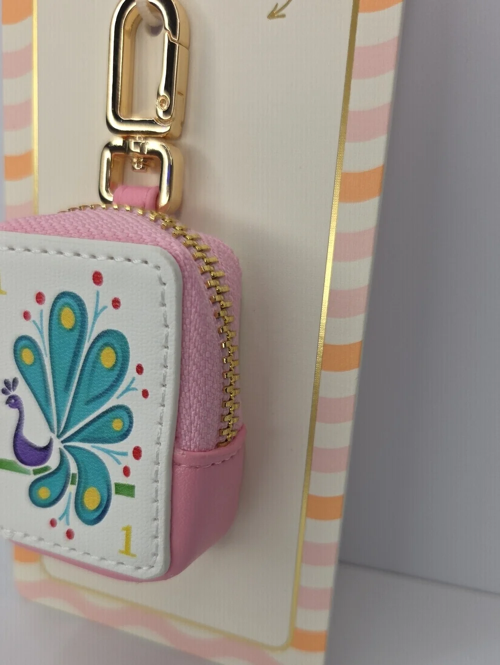 🦚▪️Piper K ▪️Pink Peacock Bag Charm & Key Chain